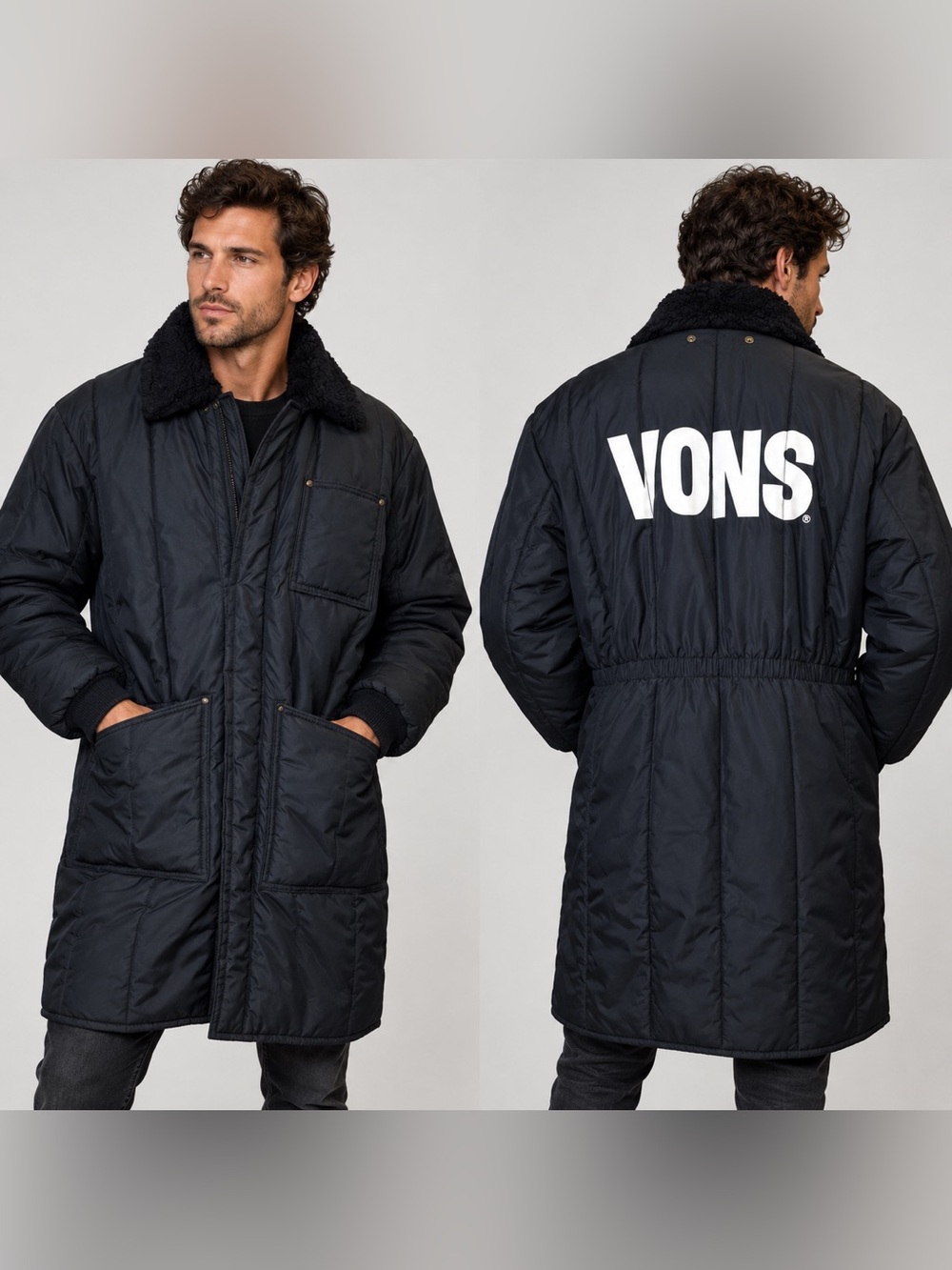 Vintage Blue Sherpa Collar Flight Bomber Military Jacket Coat 80s 90s Vons Samco
